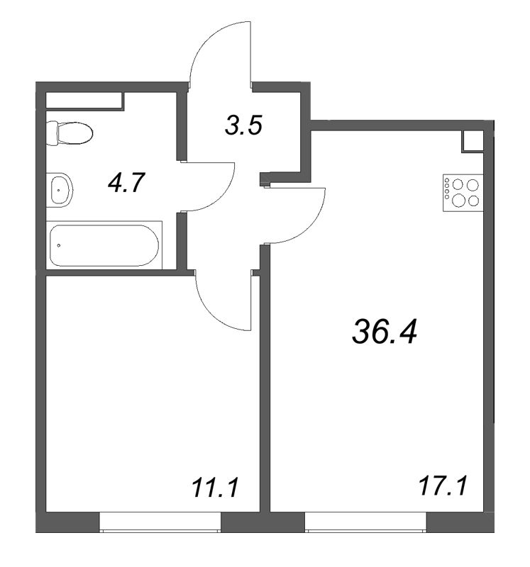 2 ккв (Евро) 36,4 м²