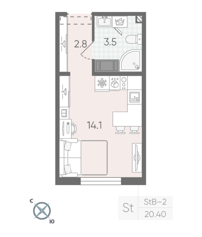 Студия 20,4 м²
