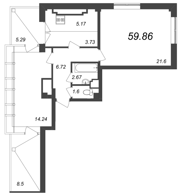 1 ккв 62,6 м²