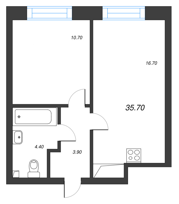 2 ккв (Евро) 35,7 м²