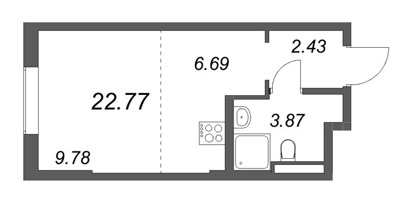 Студия 22,8 м²