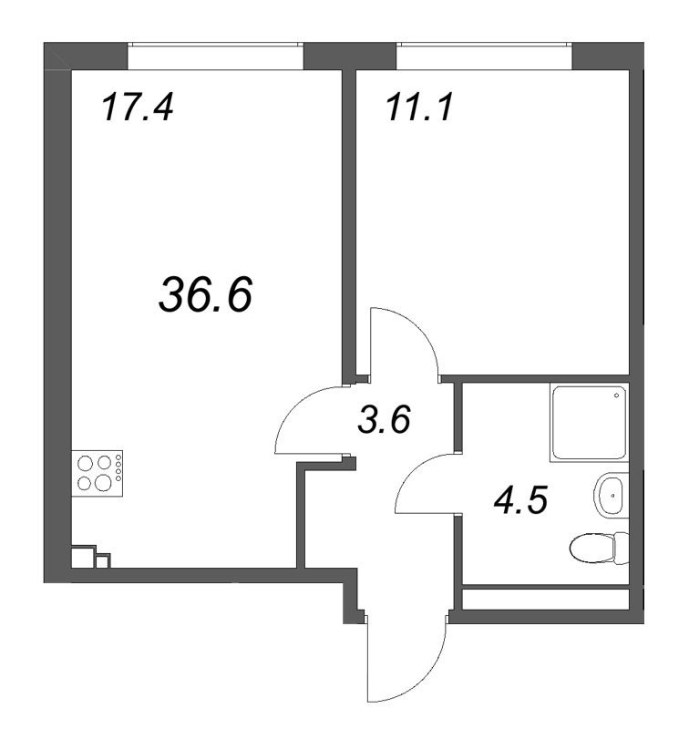 2 ккв (Евро) 36,6 м²
