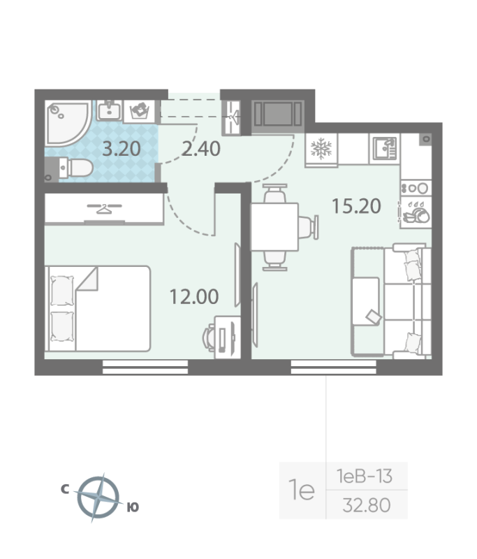 2 ккв (Евро) 32,1 м²