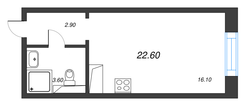 Студия 22,6 м²