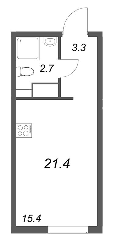Студия 21,4 м²