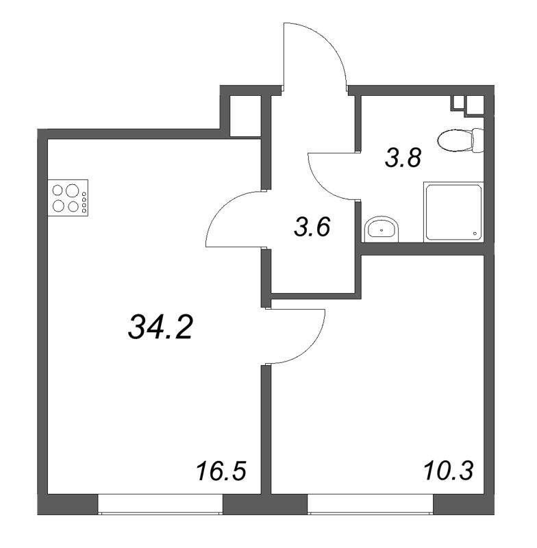 2 ккв (Евро) 34,2 м²