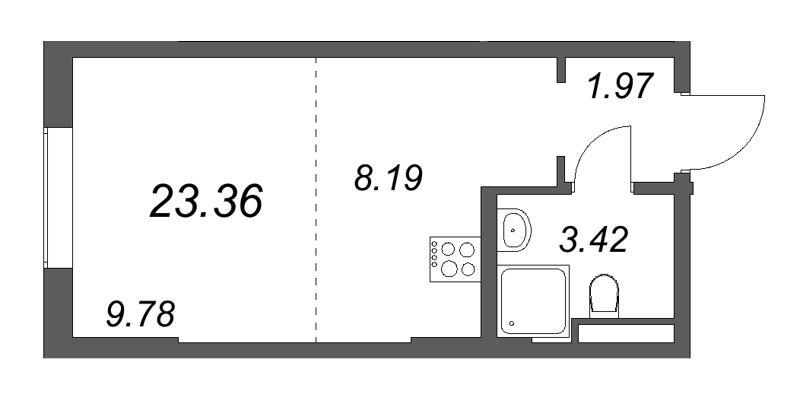 Студия 23,4 м²