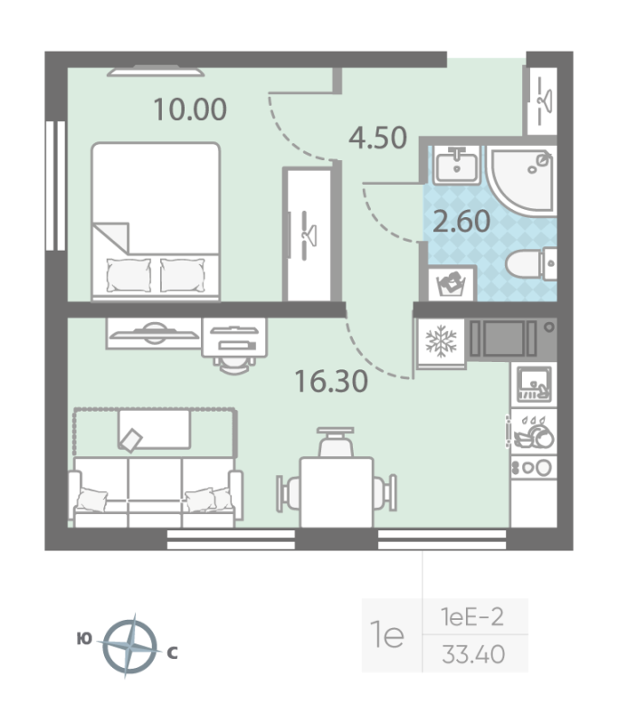 2 ккв (Евро) 33,3 м²