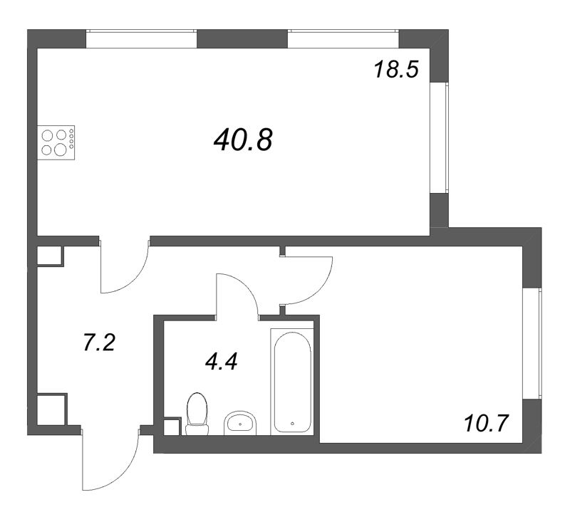 2 ккв (Евро) 40,8 м²