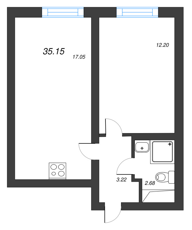 2 ккв (Евро) 35,2 м²