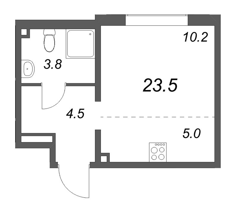 Студия 23,5 м²