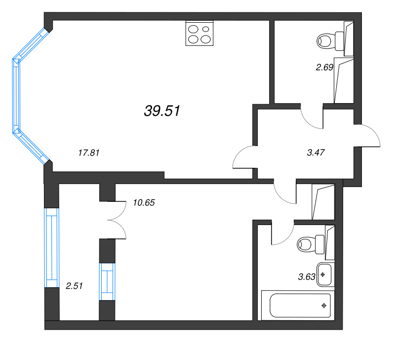 2 ккв (Евро) 39,5 м²