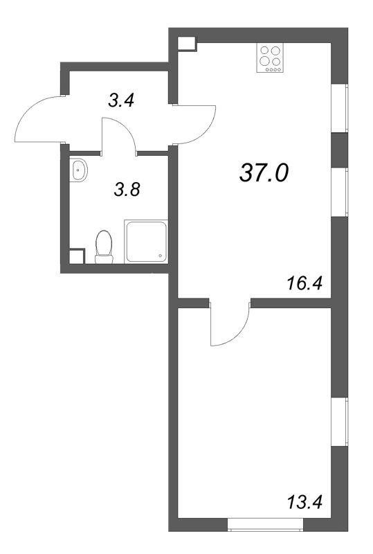 2 ккв (Евро) 37 м²