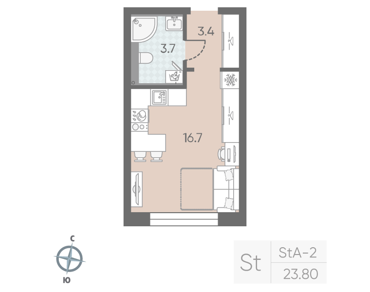 Студия 23,8 м²