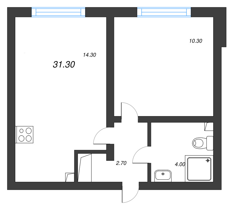 1 ккв 31,3 м²