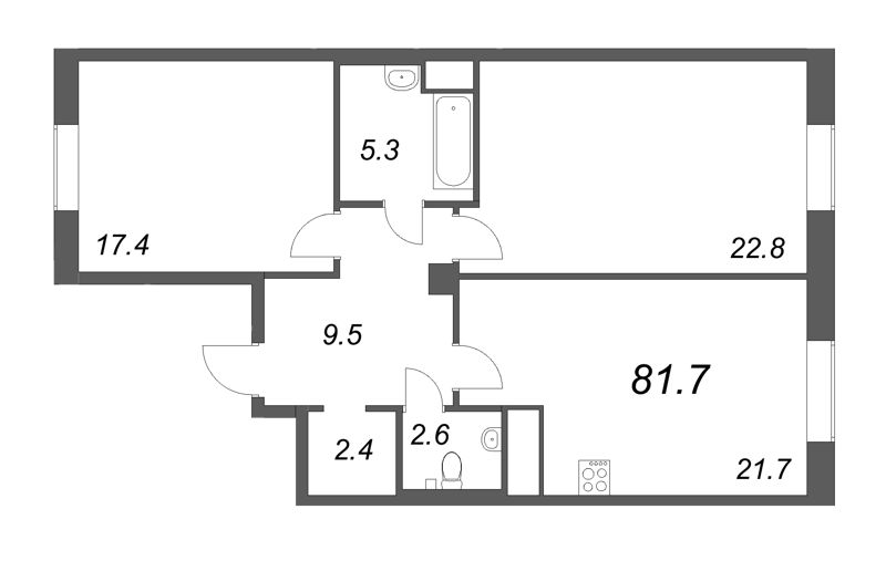 3 ккв (Евро) 82,2 м²