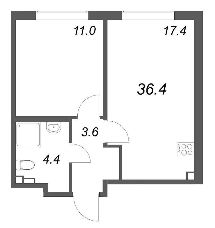 2 ккв (Евро) 36,4 м²