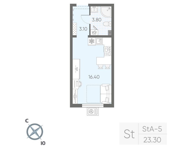 Студия 23,3 м²