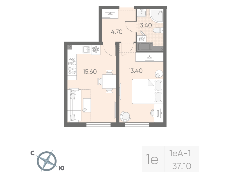 2 ккв (Евро) 37,1 м²