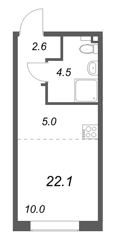 Студия 22,1 м²