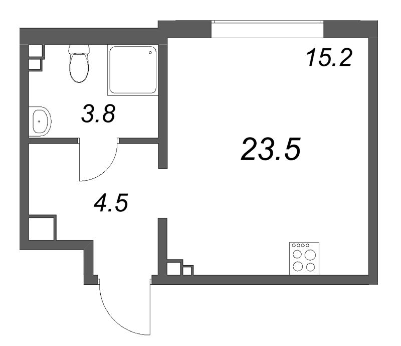 Студия 23,5 м²