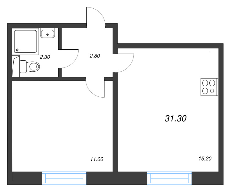 2 ккв (Евро) 31,3 м²