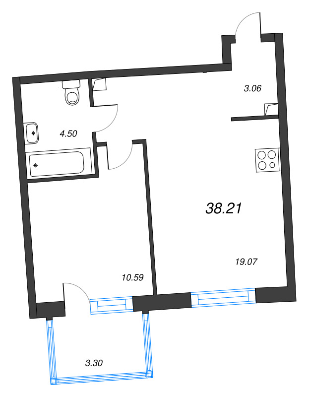 2 ккв (Евро) 38,2 м²