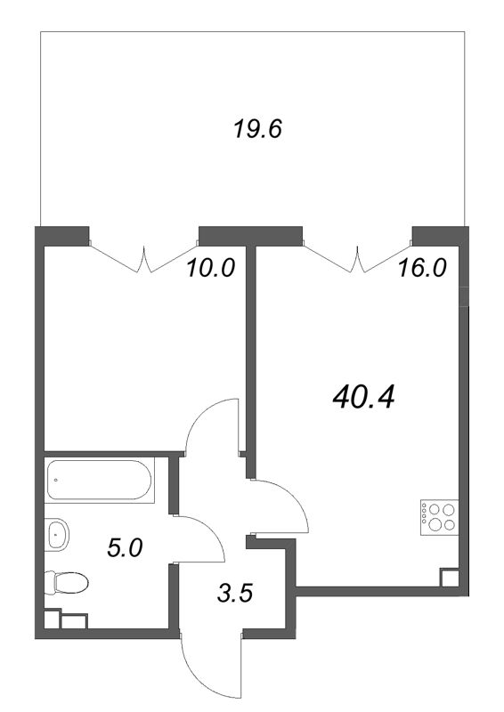 2 ккв (Евро) 40,4 м²