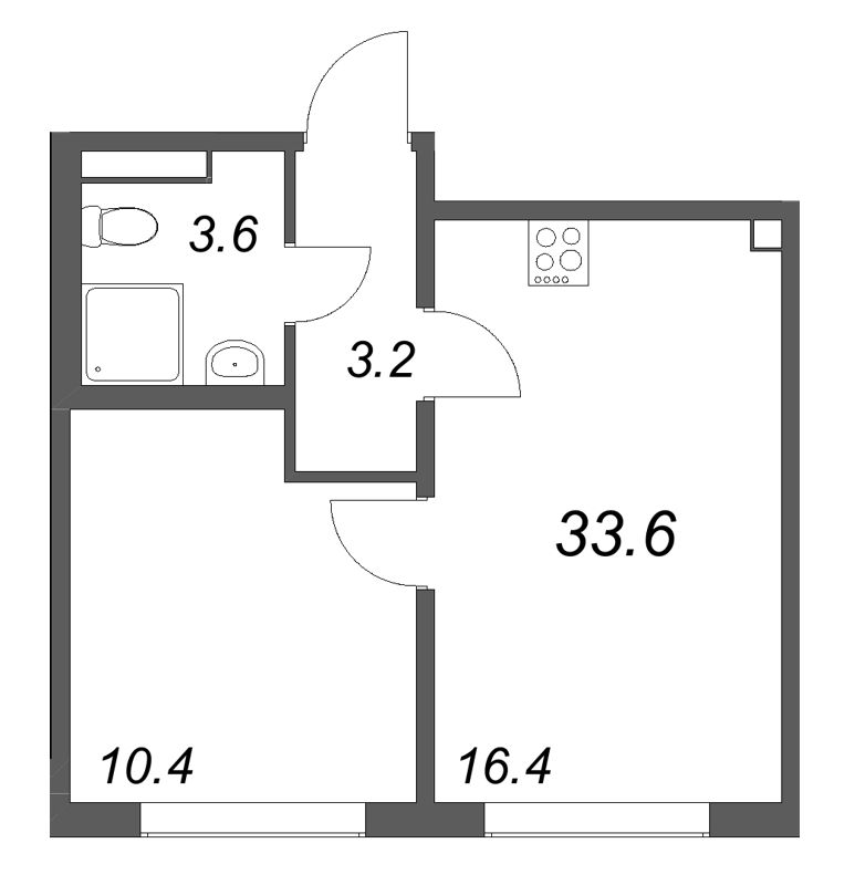 2 ккв (Евро) 33,6 м²