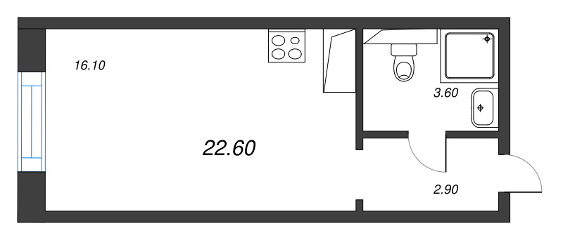 Студия 22,6 м²