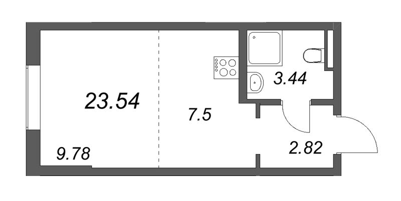 Студия 23,5 м²