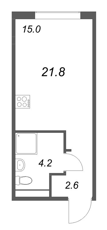 Студия 21,8 м²