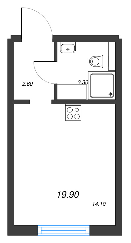Студия 19,9 м²