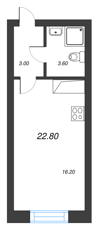 Студия 23,3 м²