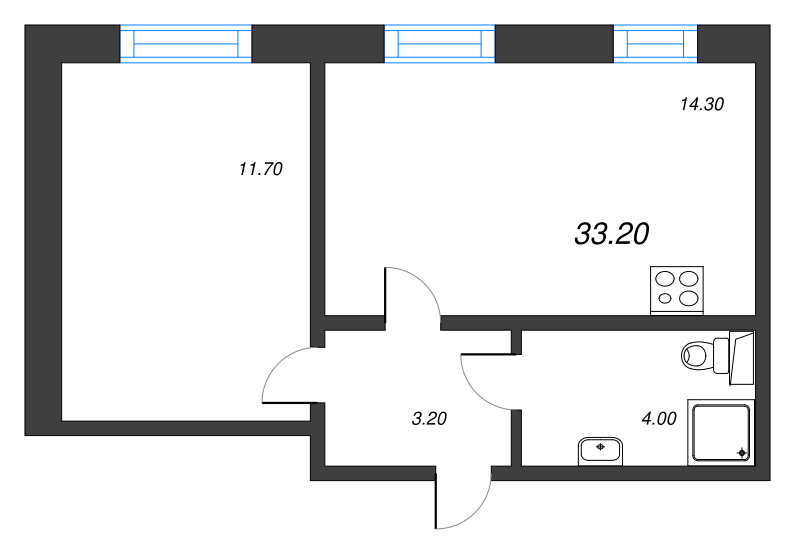 1 ккв 33,2 м²