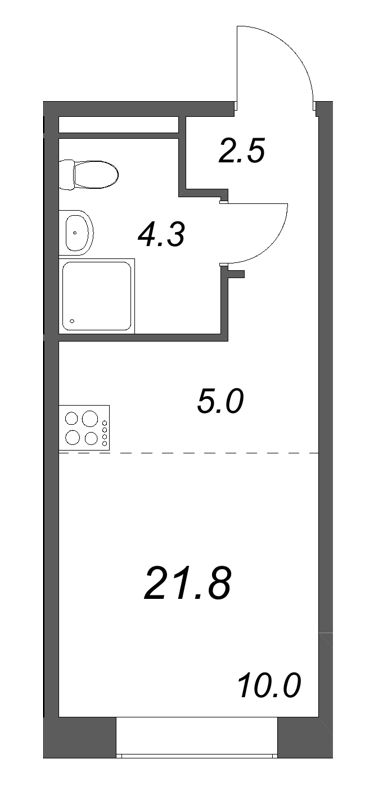 Студия 21,8 м²