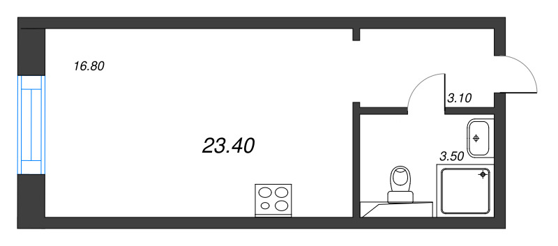 Студия 23,4 м²