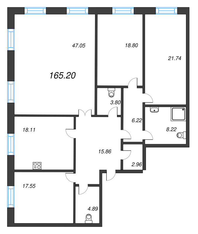 5 ккв (Евро) 165,7 м²
