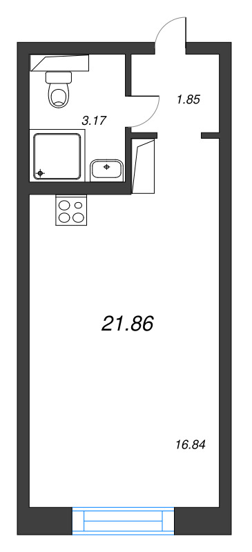 Студия 21,9 м²