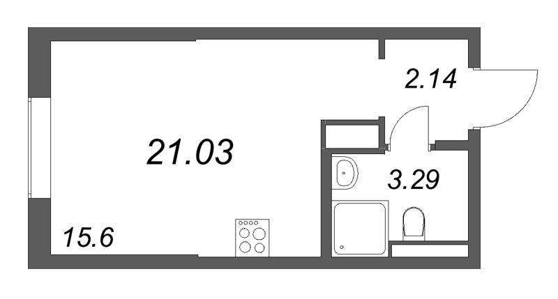 Студия 21 м²