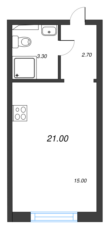 Студия 21 м²