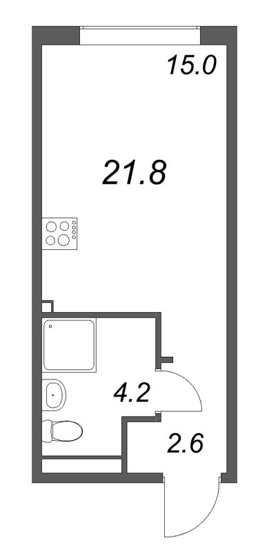 Студия 21,8 м²