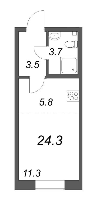 Студия 24,1 м²