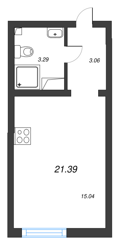 Студия 21,4 м²