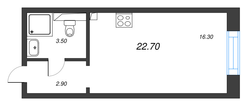 Студия 22,7 м²