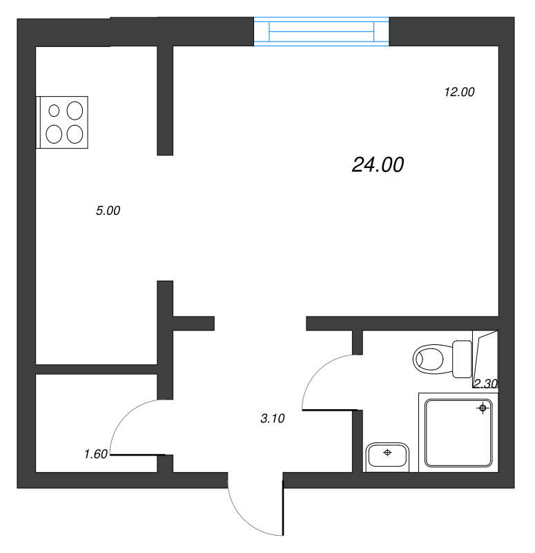 Студия 24 м²
