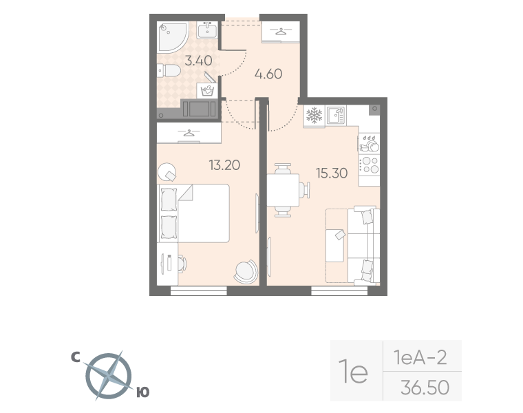 2 ккв (Евро) 36,5 м²