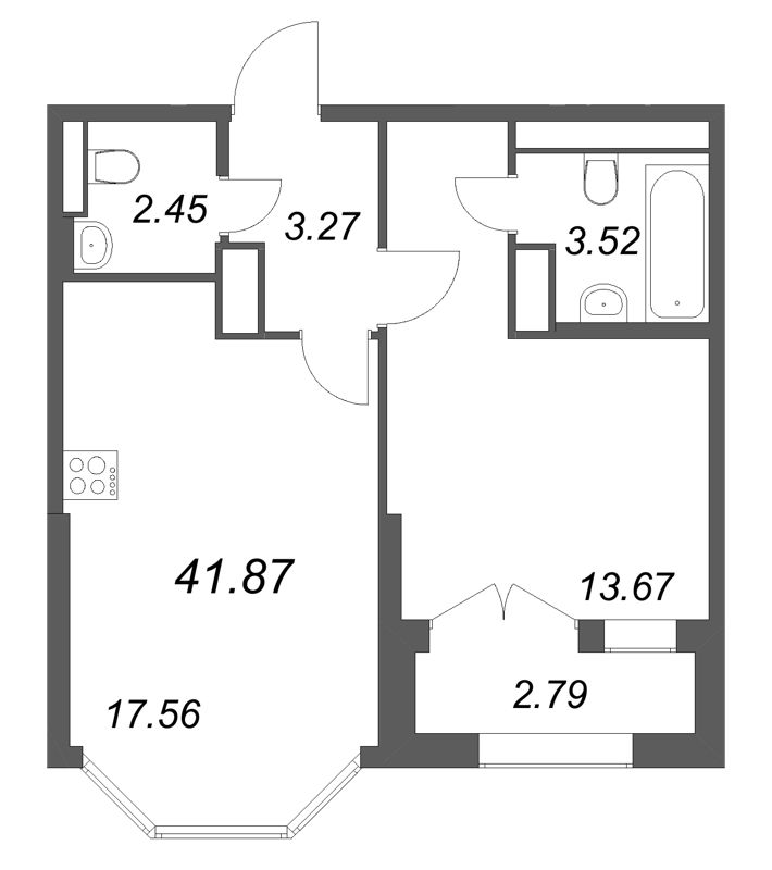 2 ккв (Евро) 41,9 м²