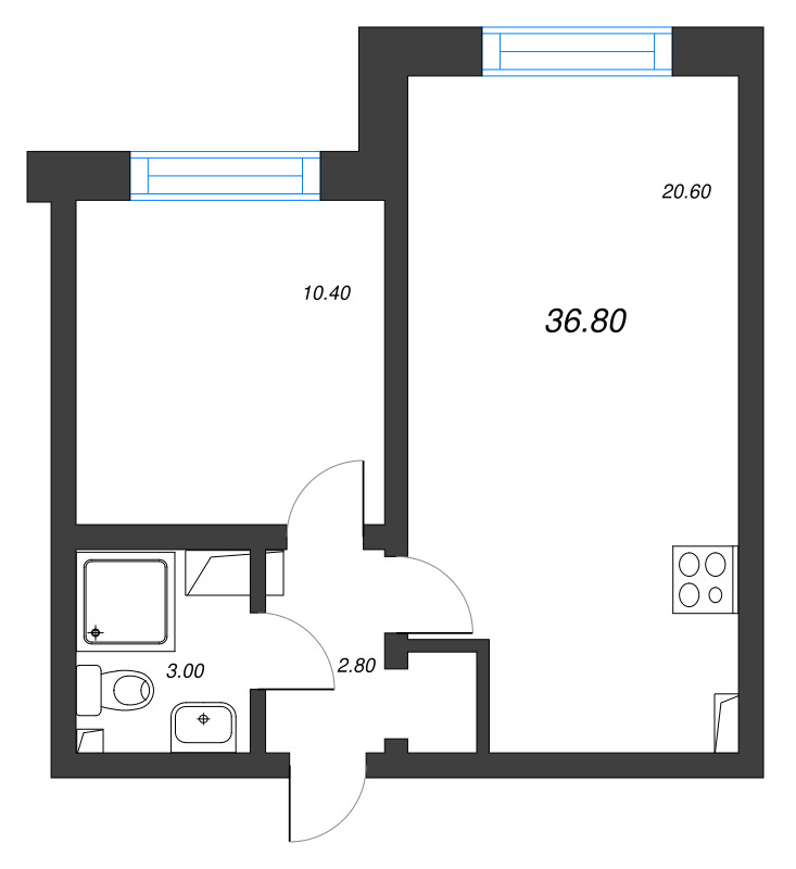 2 ккв (Евро) 36,8 м²