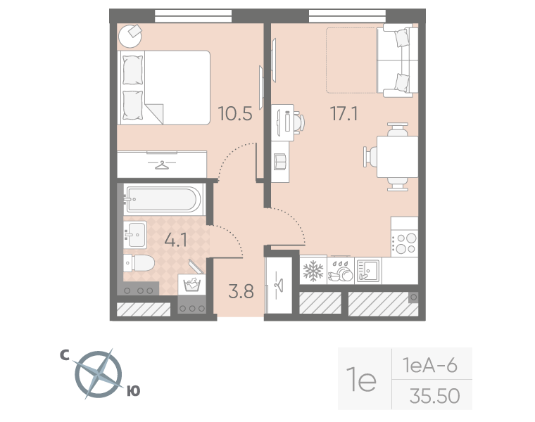 2 ккв (Евро) 35,5 м²